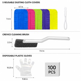 Dusting Kit - Washable Duster - Crevice Cleaning Brush - Cleaning Gloves