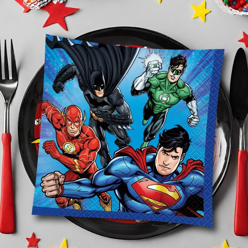 Unique Justice League Beverage Paper Napkins - 5" x 5",