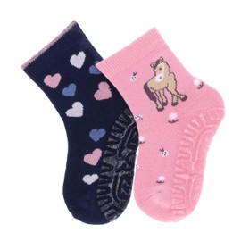 Sterntaler Baby Girl FLI Air DP Horse + Hearts Slipper Socks, pink
