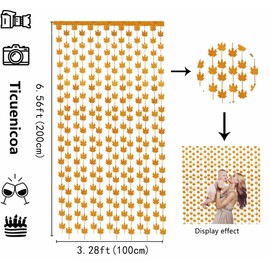 2 Pack 3.28 ft x 6.56 ftThanksgiving Foil Fringe Curtain Photo Props Backdrop Autumn Maple Leaves Foil Fringe Curtains Decorations for Party Supplies Farm Harvest Banner Photo Booth