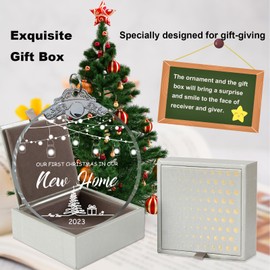 New Home Ornament 2023 with Gift Box, Housewarming Gifts for New House Christmas Ornaments Glass 3", First Christmas in Our New Home Gifts for Home Decoration-New Home 1