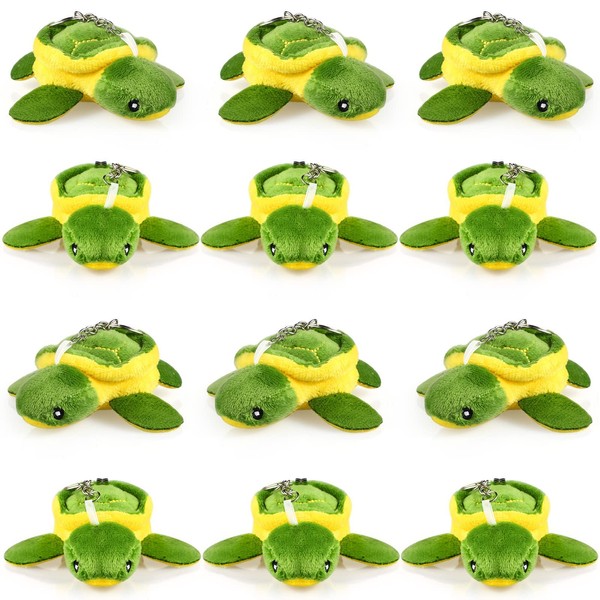 12-Piece Mini Soft Plush Ocean Animals Set - Stuffed Sea Creatures Toys for Kids - Small Turtle Style, 3.2 Inch