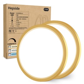 hepside 2Pack Dimmable Flush Mount Ceiling Light Fixture Golden, 3CCT Selectable 3000/4000/6500K Ceiling Lamp, 7.5INCH 15W 1500LM Low Profile Light for Bedroom, Kitchen, Bathroom, Hallway