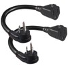 [2 Pack] Flat Plug Short Power Extension Cord - 6inch