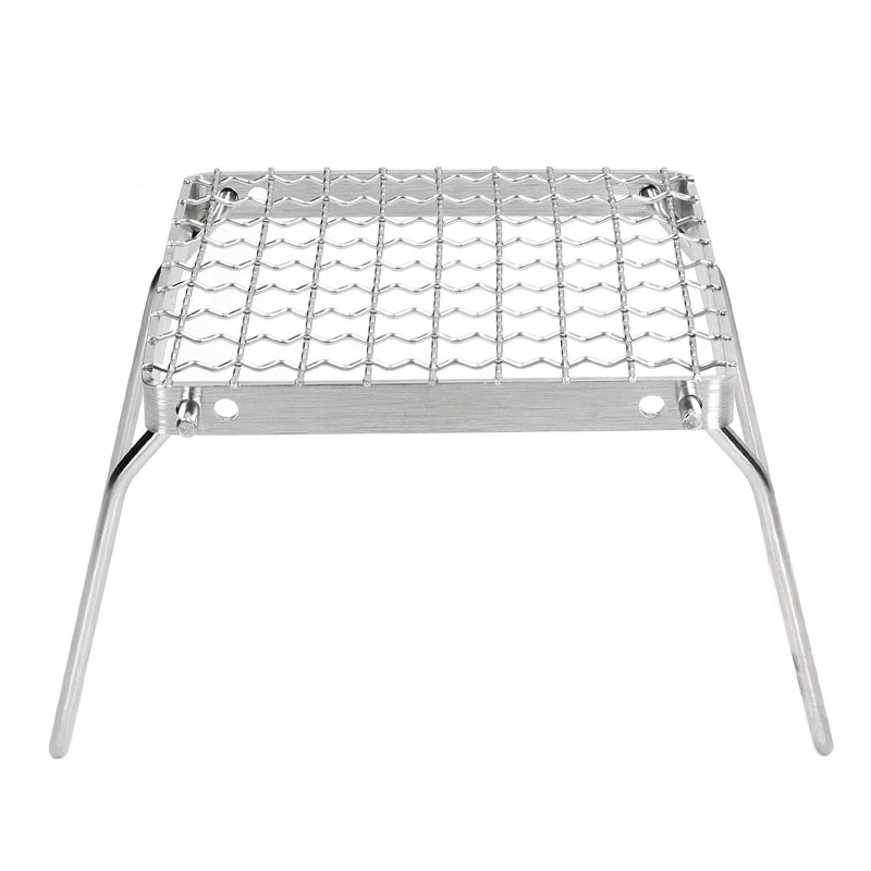 Portable Campfire Grill Silver Mini Folding Grill Rack Stainless Steel