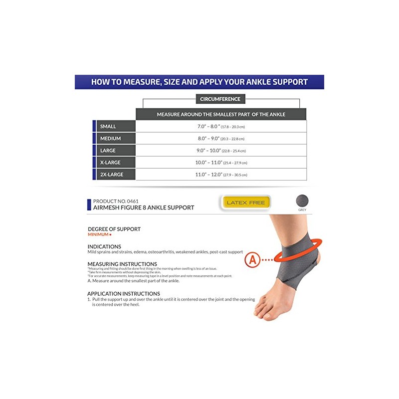 Champion Ankle Brace, Figure 8 Straps, Adjustable Support, Airmesh Fabric,