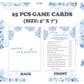 Bridal Shower Games, Blue Hydrangea Wedding Shower Game Cards, Bachelorette Party Games For Bride Groom Newlyweds Couples, Engagement Wedding Party Decorations Supplies Favors, 25 Game Cards，e10