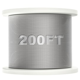 BLIKA 200FT 1/8" Stainless Steel Cable, T316 Marine Grade, Stainless Steel Wire Rope 7x7 Strand Construction, 1850lbs Breaking Strength Aircraft Cable for Deck Cable Railing, DIY Balustrades, Silver