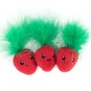 Catstages Strawbabies 3-Pack Catnip Cat Toys for Dental Health, Feather