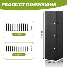 KvyusFlourish 8 Pack Raised Beds Corner Brackets 11 in Metal L Brackets for with Screws Black Angle Corner Bracket Connectors 11" x 3" x 3" for Wood Flower Box Angle Brace Black