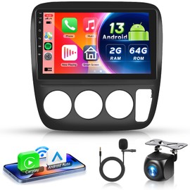 2G+64G Car Radio for Honda CRV 1997-2001 with Wireless Carplay/Android Auto, 9 Inch Android 13 IPS Touch Screen Car Stereo, Bluetooth, GPS, WiFi, SWC, DSP + Backup Camera