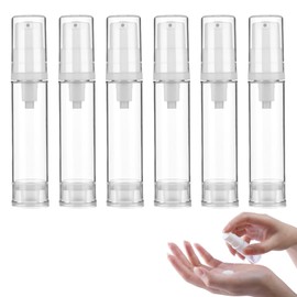 Pack of 6 Airless Pump Dispensers, Empty, 30 ml Pump Dispenser for Filling, Airless Portable Cream Dispenser, Small Cream Dispenser for Filling Pumps, Portable Cream Pump Dispenser, Cosmetic