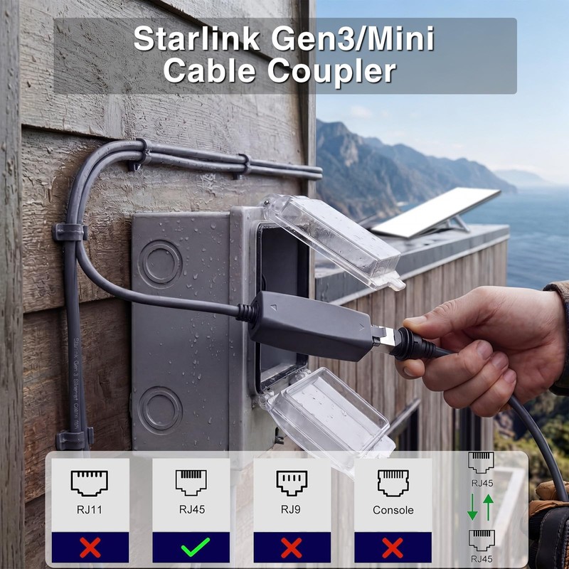Duttek Starlink Cable Coupler for Starlink Gen3/Mini Cable, 10Gbps IP68