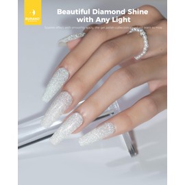 BURANO Reflective Glitter Gel Nail Polish, 2 Bottles UV Sparkle Nail Polish Silver Black Gel, 7.3ml Holographic Glitter Polish Curing Need for Nail Salon Home DIY S11 S15