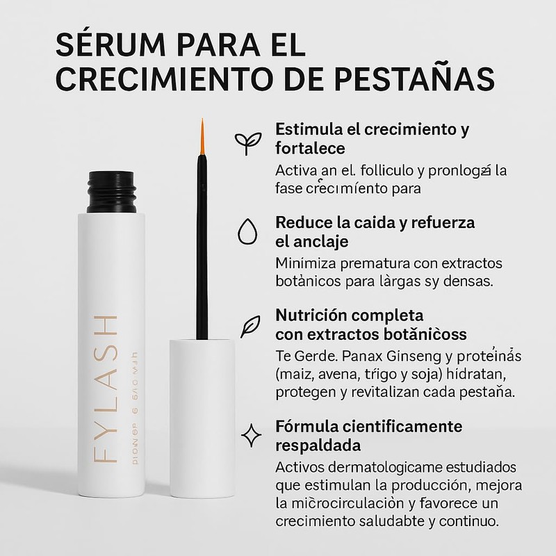 FYLASH Eyelash Serum 5ml (4 Month Treatment) Natural Growth &