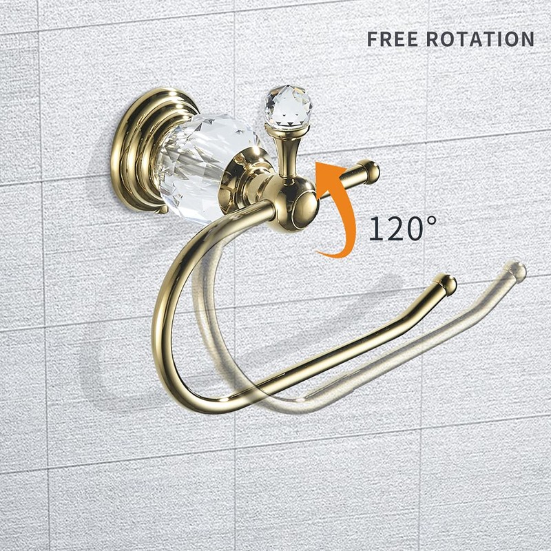 WOLIBEER Polished Gold Toilet Paper Holder, Brass Crystal Tissue Holder