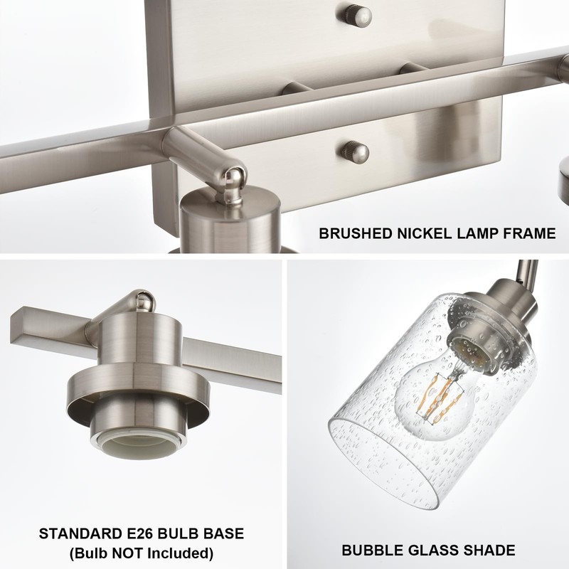 Wanluce 6-Light Brushed Nickel Kitchen Track Lighting Fixtures Ceiling Mount