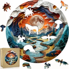 3D Vision Effect Wooden Puzzle for Adults 100 Piece Jigsaw Puzzle Unique Shape Home Decor Art Challenging Brain Teaser Wall Display Gift Wood Puzzles for Adults (S-8.5 * 8.5in-100pcs) (w4)