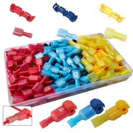 Senvenelec 136pcs Cable Quick Connectors, T Branch Connectors, T-Quick Connectors, Insulated Plug, 48 in Red, 48 in Blue and 40 in Yellow