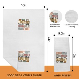 Kemingni Funny Thanksgiving Kitchen Towels, Retro Fall Thanksgiving Hand Towels for Bathroom, Thanksgiving Dish Towels Tea Towels for Kitchen, Fall Thanksgiving Kitchen Bathroom Decor, 16x24 Inch