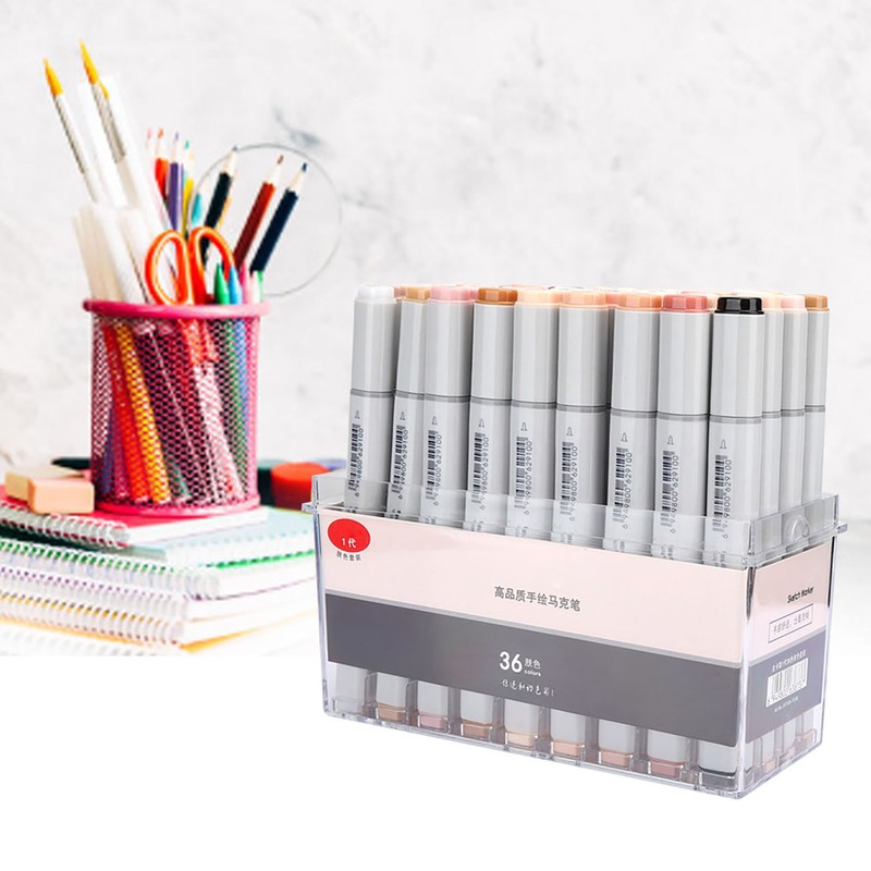 Marker Pen Double Head Skin Colors Transparent Set Painting Brush