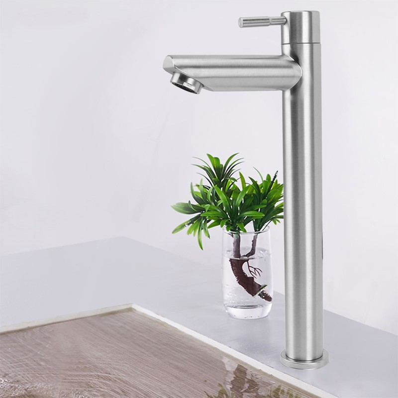 Single Cold Water Kitchen Faucet Stainless Steel Single Hole Bathroom