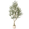Realead 7ft Artificial Olive Tree with Tall Exquisite Planter -