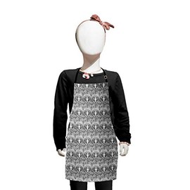 Ambesonne Sketch Apron, Hand Drawn Woman Heads Images Surrounding Hair in Monochrome Style, Small Apron Bib with Adjustable Ties for Baking Painting, Small Size, Charcoal Grey and White