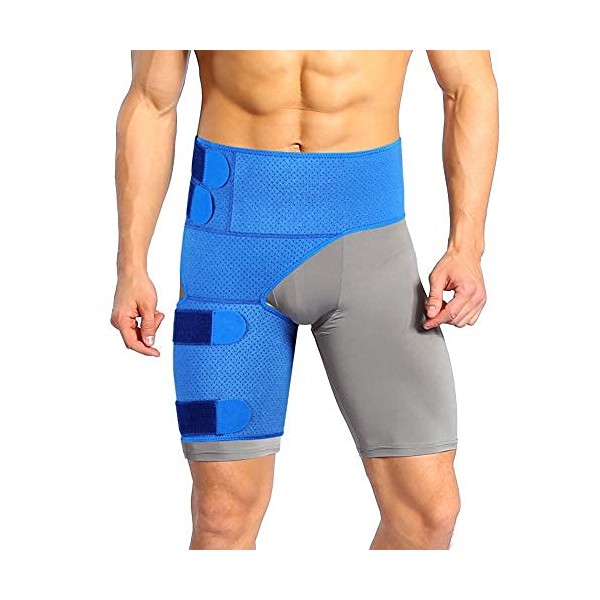 Groin Hip Support, Hamstring Support Compression Thigh Wrap with Anti-Slip Lining and Elastic Strap for Men and Women, Effectively Relief Pulled Groin Muscle, Sprains, Quadricep and Tendinitis