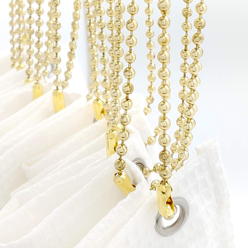 Gold Shower Curtain Hooks, 55 Inch Ball Chain Design, 12