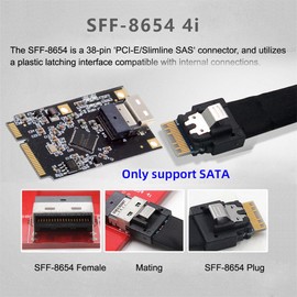 NFHK Mini PCI-E PCI Express to Slimline SFF-8654 SATA 3.0 Four Ports Adapter Converter 6Gbps Disk Extension Card for SSD