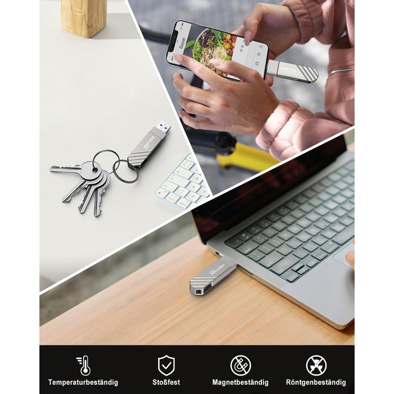 KOOTION USB Flash Drive [USB 3.2 128G] 2 in 1