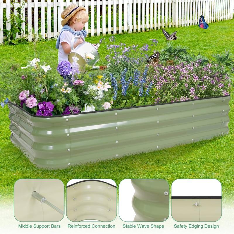 1MORE Raised Garden Bed,4 in 1 Modular Planter Raised Bed,5x3x1ft,Green-1Pk