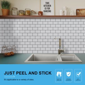 V-MOZZA Peel and Stick Backsplash, 10-Sheet Peel and Stick Tiles Subway Tile Stick on Tile for Kitchen Backsplash