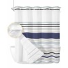 EwdeWwo No Hook Striped Shower Curtain with Snap in Liner,