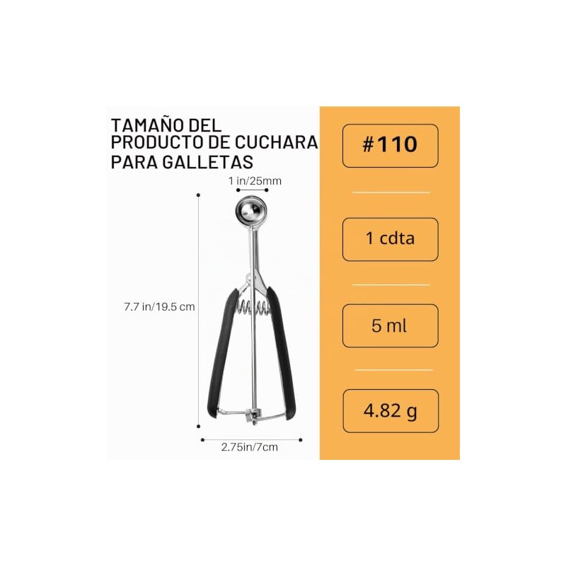 JUNADAEL J Mini cuchara para galletas, extra pequeña de 1/3