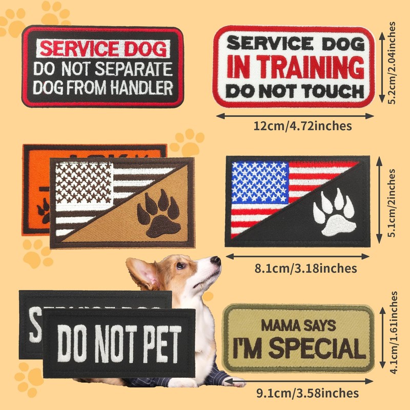GUX 16 Pack Service Dog Patches Set, Tactical K9 Working
