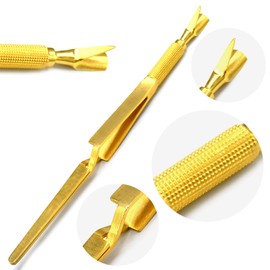 AAProTools Acrylic Nail Pincher Tool Multi Function Cuticle Pusher Tweezer Magic Wand Gold