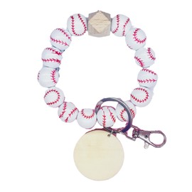 COLORFUL BLING Key Ring Baseball Softball Bracelet Beaded Wristlet Keychain House Car Keys Rings Holder-baseball 2