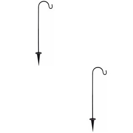 BESPORTBLE Shepherd Hook, Outdoor Garden Hook, 24 Inch 2-Pack, Garden Pole for Bird Feeder Plant Hook Solar Light Hanger Lawn Stakes