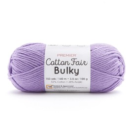 Premier Yarns Cotton Fair Bulky Yarn, Made with Cotton and Acrylic, Ideal Yarn for Crocheting and Knitting, Bulky Yarn, Machine-Washable, Violet, 3.5 oz, 153 Yards