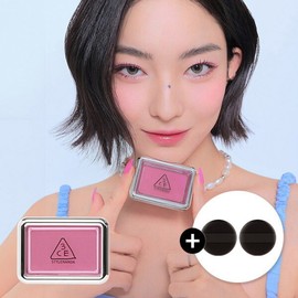 3CE New Take Face Blusher (Gold) Mini Finger Puff Set / 쓰리씨이 3CE뉴 테이크 페이스 블러셔 (증)미니 핑거 퍼프 Set