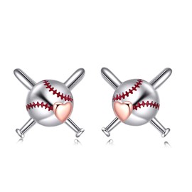 AXOMY Baseball Earrings 925 Sterling Silver Baseball Stud Earrings Baseball Jewelry Gift for Women Baseball Lovers