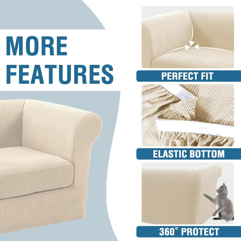 H.VERSAILTEX 2 Pieces Chesterfield Chair Covers Stretch Chair Slip Covers
