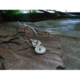 Small spiral hoop earrings: round earrings with small dangling spirals