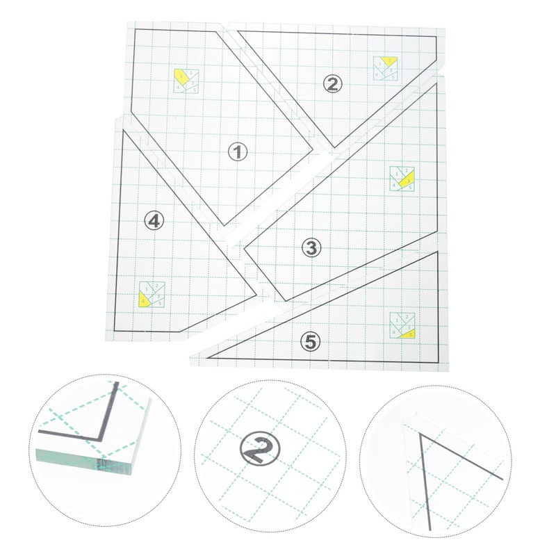 IWOWHERO 5pcs Quilting Ruler Set Sewing Fabric Rulers Templates Quilting