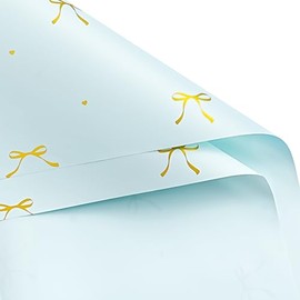 WRAPAHOLIC 20 Sheets Flower Wrapping Paper - 22.4 x 22.4 inch Blue Bow Water-Resistant Floral Bouquet Wrapping Paper, Florist Supplies Packaging for Wedding Birthday Gift DIY