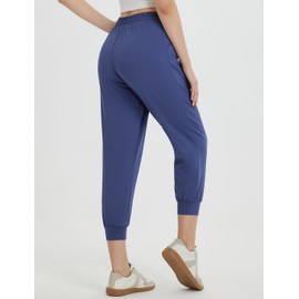 baleaf Women's Track Pants Petite Joggers Capri Sweatpants Drawstring Cropped Lounge Pants with Pockets Navy Blue XXL