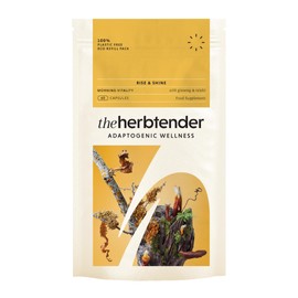 THE HERBTENDER, Rise & Shine - Vegan Adaptogenic Wellness Supplements. The Morning Mix with Ginseng & Reishi Mushroom. (60 Capsule Pouch)