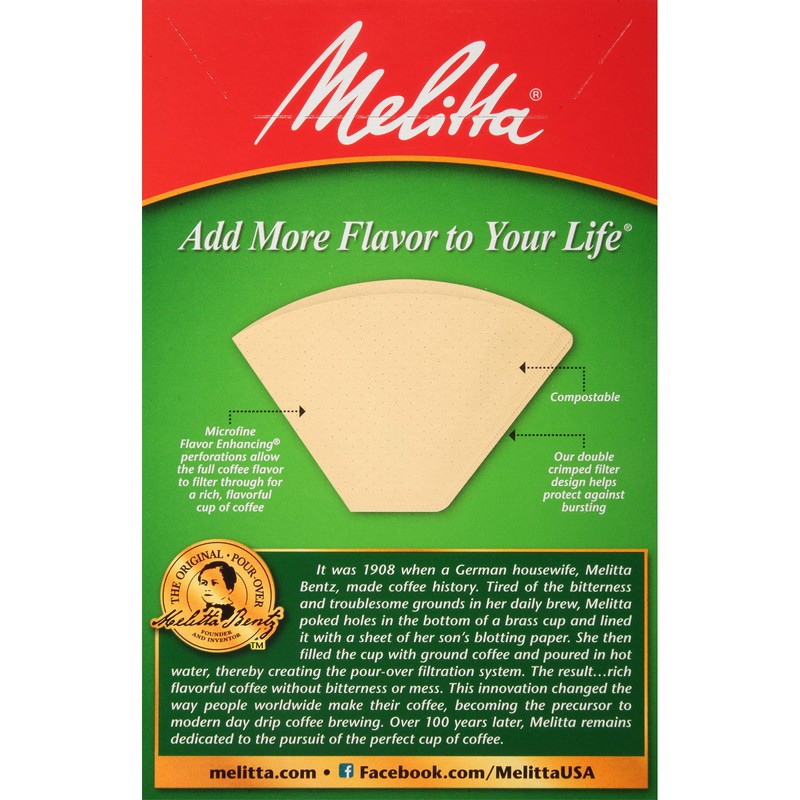 Melitta #4 Cone Coffee Filters, Unbleached Natural Brown, 40 Count